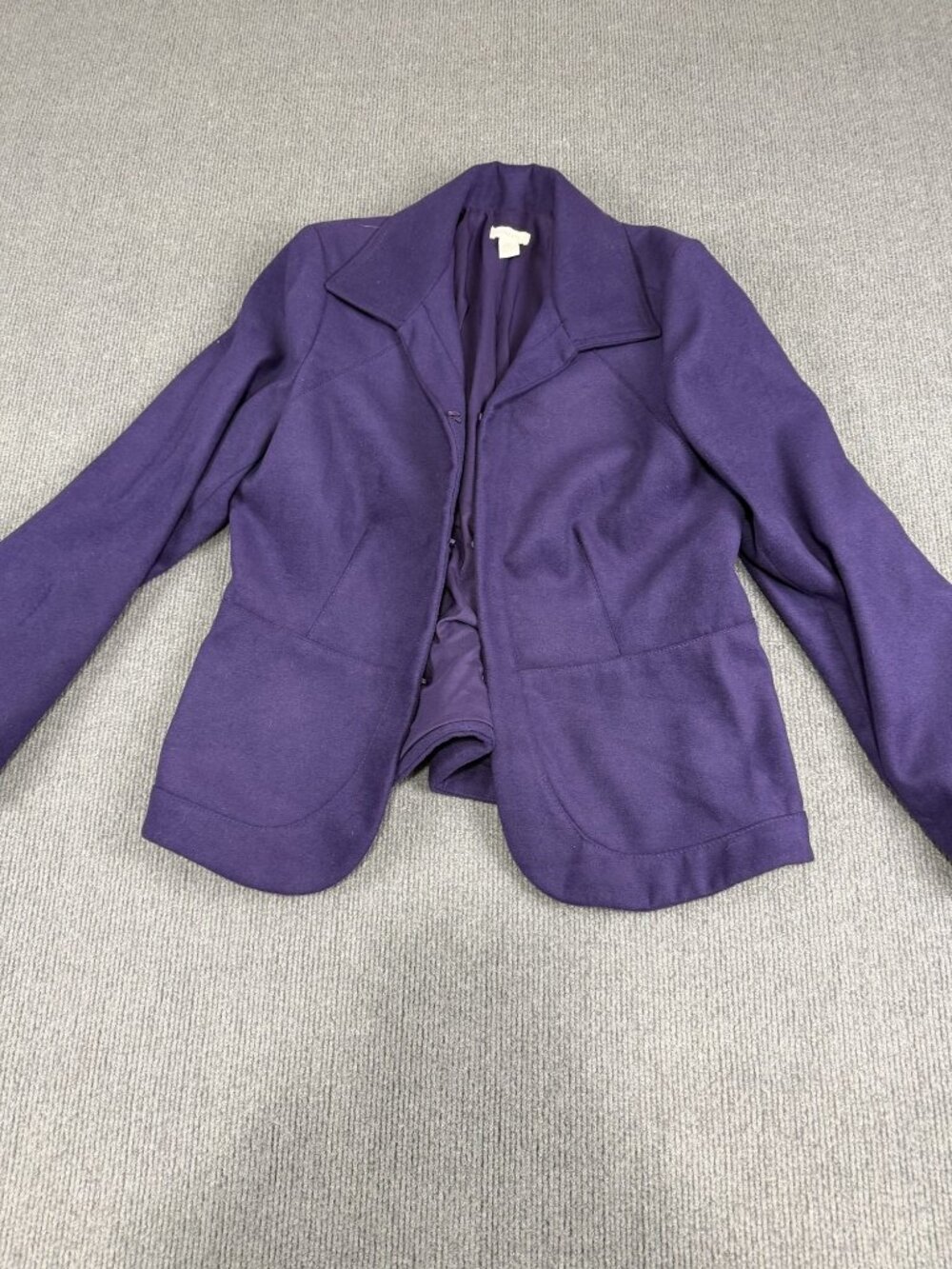 Chicos Womens Purple Blazer Jacket Size 2 Hook Closure